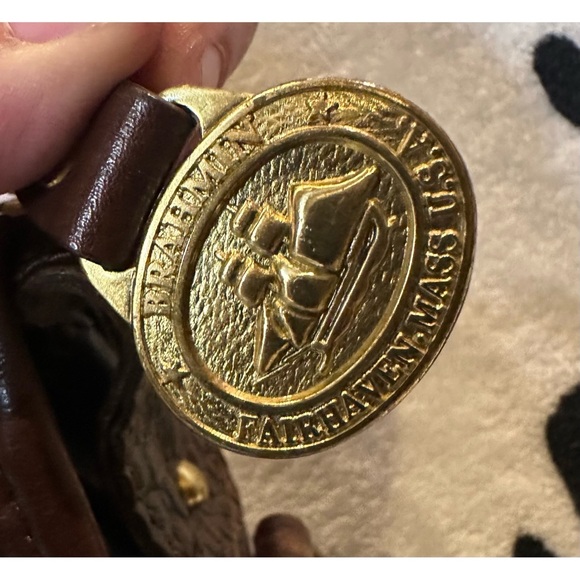 Brahmin VINTAGE Black Leather And Walnut Croc Embossed Crossbody Purse - Picture 6 of 8